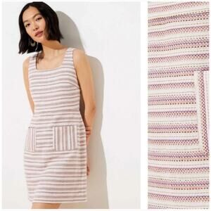 LOFT Plus Textured Stripe Pocket Sheath Dress in Size 12